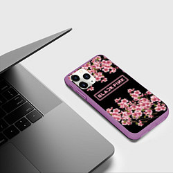 Чехол iPhone 11 Pro матовый Black Pink: Delicate Sakura, цвет: 3D-фиолетовый — фото 2