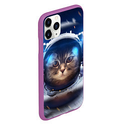 Чехол iPhone 11 Pro матовый Кот-космонавт, цвет: 3D-фиолетовый — фото 2