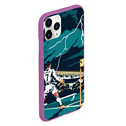 Чехол iPhone 11 Pro матовый Ronaldo lightning, цвет: 3D-фиолетовый — фото 2