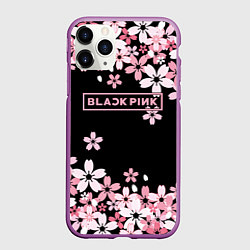 Чехол iPhone 11 Pro матовый Black Pink: Pink Sakura, цвет: 3D-фиолетовый
