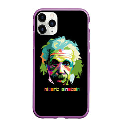 Чехол iPhone 11 Pro матовый Albert Einstein, цвет: 3D-фиолетовый