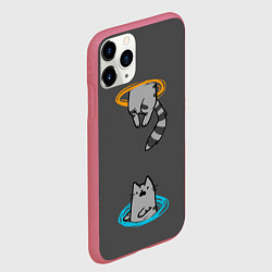 Чехол iPhone 11 Pro матовый Кот в Портале, цвет: 3D-малиновый — фото 2