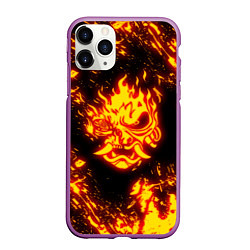Чехол iPhone 11 Pro матовый Cyberpunk 2077: FIRE SAMURAI, цвет: 3D-фиолетовый