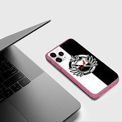 Чехол iPhone 11 Pro матовый MONOKUMA SCHOOL, цвет: 3D-малиновый — фото 2