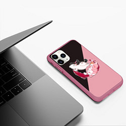 Чехол iPhone 11 Pro матовый MONOKUMA X MONOMI, цвет: 3D-малиновый — фото 2