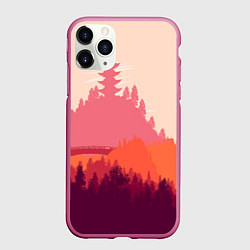 Чехол iPhone 11 Pro матовый Firewatch City, цвет: 3D-малиновый