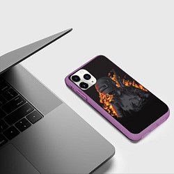 Чехол iPhone 11 Pro матовый PUBG: Flame Soldier, цвет: 3D-фиолетовый — фото 2