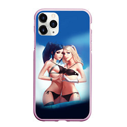 Чехол iPhone 11 Pro матовый Sona & Akali: LoL, цвет: 3D-розовый