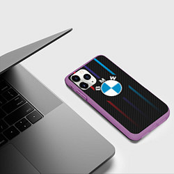 Чехол iPhone 11 Pro матовый BMW: Three Lines, цвет: 3D-фиолетовый — фото 2