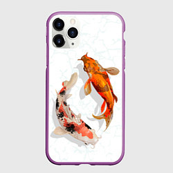 Чехол iPhone 11 Pro матовый Рыбы удачи, цвет: 3D-фиолетовый