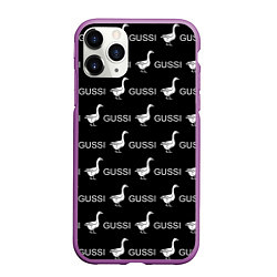 Чехол iPhone 11 Pro матовый GUSSI: Black Pattern, цвет: 3D-фиолетовый