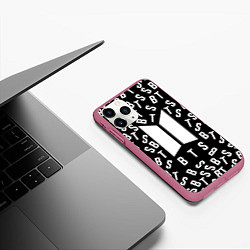 Чехол iPhone 11 Pro матовый BTS: Black Style, цвет: 3D-малиновый — фото 2