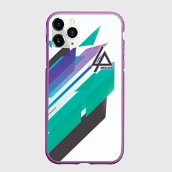 Чехол iPhone 11 Pro матовый Linkin Park: Green Geometry, цвет: 3D-фиолетовый