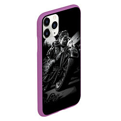 Чехол iPhone 11 Pro матовый Бульдог-байкер, цвет: 3D-фиолетовый — фото 2
