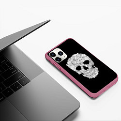 Чехол iPhone 11 Pro матовый Sketchy Cat Skull, цвет: 3D-малиновый — фото 2