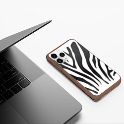 Чехол iPhone 11 Pro матовый Африканская зебра, цвет: 3D-коричневый — фото 2