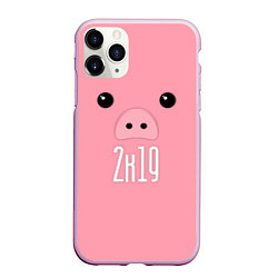 Чехол iPhone 11 Pro матовый Piggy 2k19, цвет: 3D-розовый