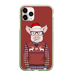 Чехол iPhone 11 Pro матовый New Year: Pink Piggy