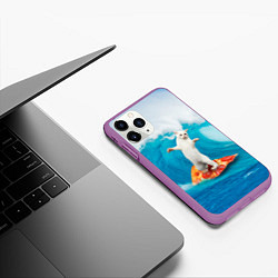 Чехол iPhone 11 Pro матовый Кот-серфер, цвет: 3D-фиолетовый — фото 2