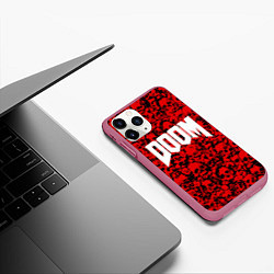 Чехол iPhone 11 Pro матовый DOOM: Blooded Skuls, цвет: 3D-малиновый — фото 2