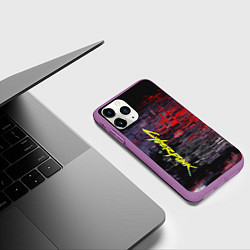 Чехол iPhone 11 Pro матовый Cyberpunk 2077, цвет: 3D-фиолетовый — фото 2