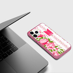 Чехол iPhone 11 Pro матовый BTS: Light Roses, цвет: 3D-малиновый — фото 2