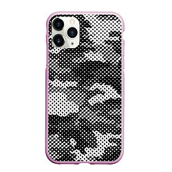 Чехол iPhone 11 Pro матовый Черный камуфляж, цвет: 3D-розовый