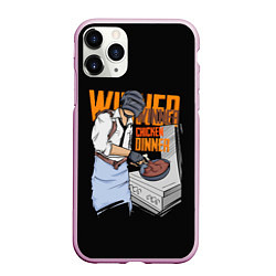 Чехол iPhone 11 Pro матовый PUBG: Chiken Dinner, цвет: 3D-розовый