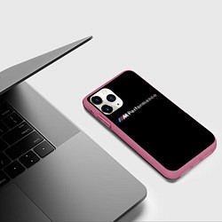 Чехол iPhone 11 Pro матовый BMW PERFORMANCE ЧЁРНЫЙ БМВ, цвет: 3D-малиновый — фото 2