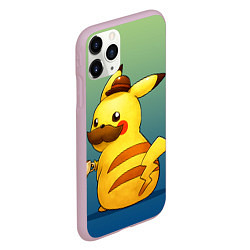 Чехол iPhone 11 Pro матовый Детектив Пикачу, цвет: 3D-розовый — фото 2