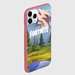Чехол iPhone 11 Pro матовый Fortnite: Forest View, цвет: 3D-малиновый — фото 2