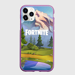 Чехол iPhone 11 Pro матовый Fortnite: Forest View, цвет: 3D-фиолетовый