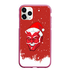 Чехол iPhone 11 Pro матовый Сатана Санта, цвет: 3D-малиновый