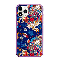 Чехол iPhone 11 Pro матовый Экзотический орнамент, цвет: 3D-фиолетовый