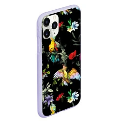 Чехол iPhone 11 Pro матовый Попугаи, цвет: 3D-светло-сиреневый — фото 2