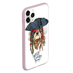 Чехол iPhone 11 Pro матовый Бульдог пират, цвет: 3D-розовый — фото 2