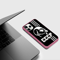 Чехол iPhone 11 Pro матовый СССР Ленин, цвет: 3D-малиновый — фото 2