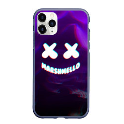 Чехол iPhone 11 Pro матовый Marshmello: Violet Glitch, цвет: 3D-серый