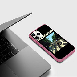 Чехол iPhone 11 Pro матовый The Beatles: Abbey Road, цвет: 3D-малиновый — фото 2