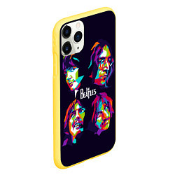 Чехол iPhone 11 Pro матовый The Beatles: Art Faces, цвет: 3D-желтый — фото 2