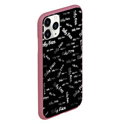Чехол iPhone 11 Pro матовый Sally Face: Black Pattern, цвет: 3D-малиновый — фото 2