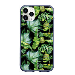 Чехол iPhone 11 Pro матовый Цветущие ананасы