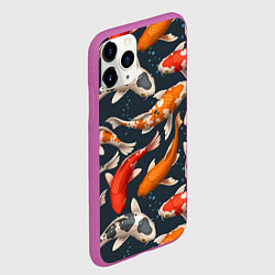 Чехол iPhone 11 Pro матовый Карпы кои, цвет: 3D-фиолетовый — фото 2