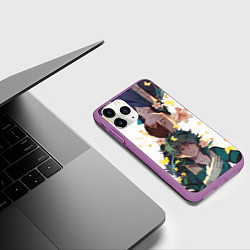 Чехол iPhone 11 Pro матовый My Hero Academia парни с цветами, цвет: 3D-фиолетовый — фото 2