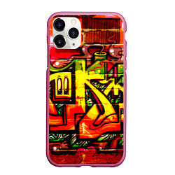 Чехол iPhone 11 Pro матовый Red Graffiti, цвет: 3D-малиновый