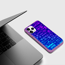Чехол iPhone 11 Pro матовый Неоновые геймерские лого, цвет: 3D-фиолетовый — фото 2