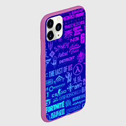 Чехол iPhone 11 Pro матовый Неоновые геймерские лого, цвет: 3D-фиолетовый — фото 2