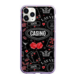 Чехол iPhone 11 Pro матовый Casino, цвет: 3D-светло-сиреневый