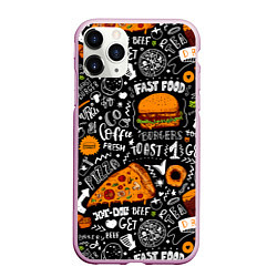 Чехол iPhone 11 Pro матовый Fast Food, цвет: 3D-розовый