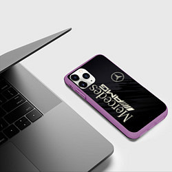 Чехол iPhone 11 Pro матовый Mercedes AMG: Black Edition, цвет: 3D-фиолетовый — фото 2